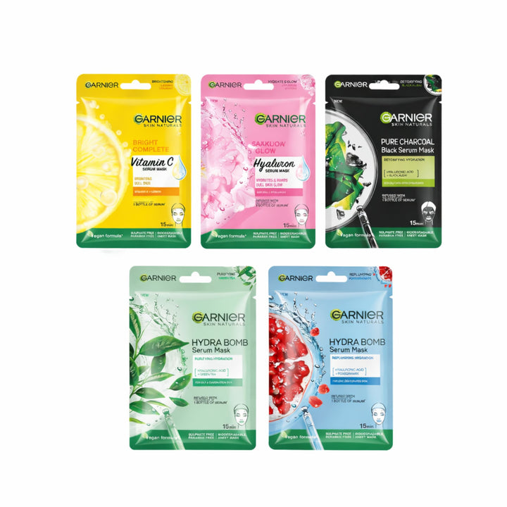 Garnier Masque Tissu - Lot de 5 Masques Visage Assortis