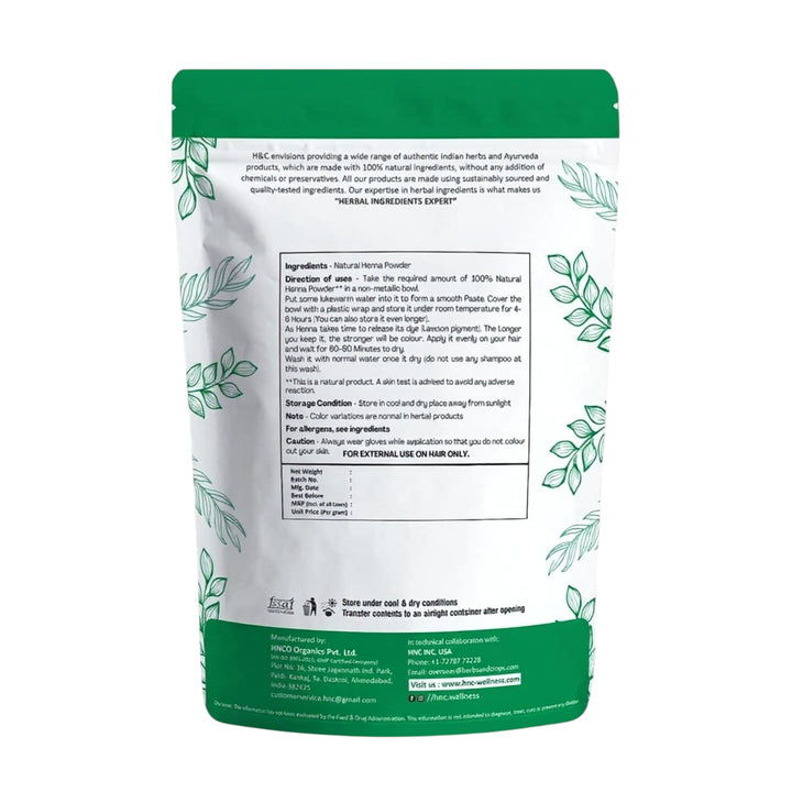 H&C 100% Pure Natural Henna Powder Lawsonia Inermis for Hair Colour