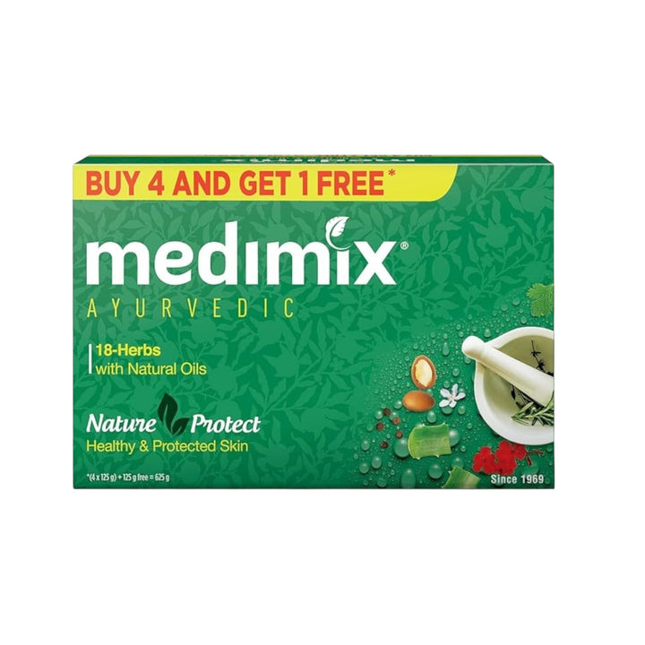 Medimix アーユルヴェーダ クラシック 18ハーブス石鹸 125g 4個+1個 スーパーセーバーパック