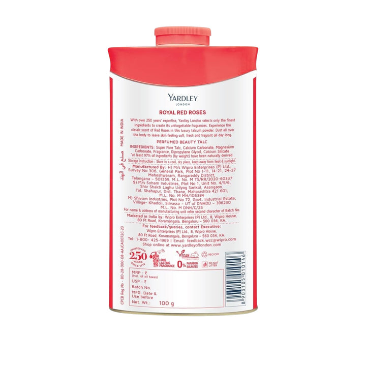 Yardley London Royal Red Rose Perfumed Talcum Powder