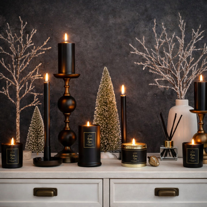 Amber Noir Jar Candle – Luxury Floral Scented Candle in Black Glass Jar