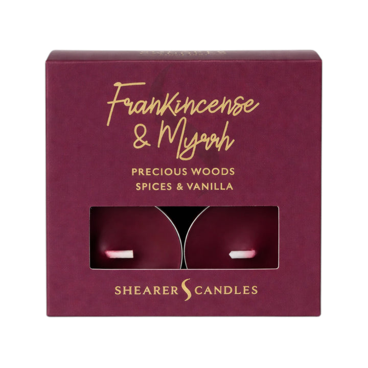 Frankincense and Myrrh Tealights – Warm Spiced Scented Tea Light Candles Pack