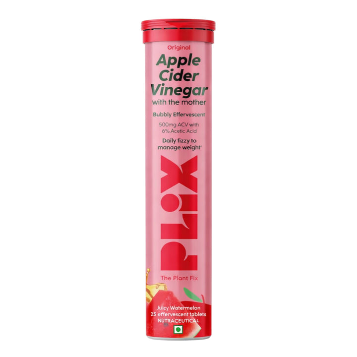 Plix Apple Cider Vinegar Effervescent Tablets with Mother – Juicy Watermelon Flavou