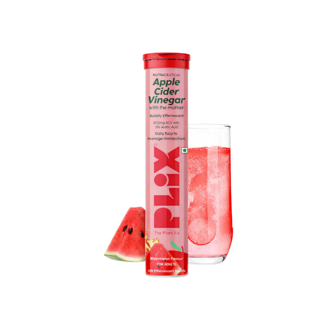 Plix Apple Cider Vinegar Effervescent Tablets with Mother – Juicy Watermelon Flavou