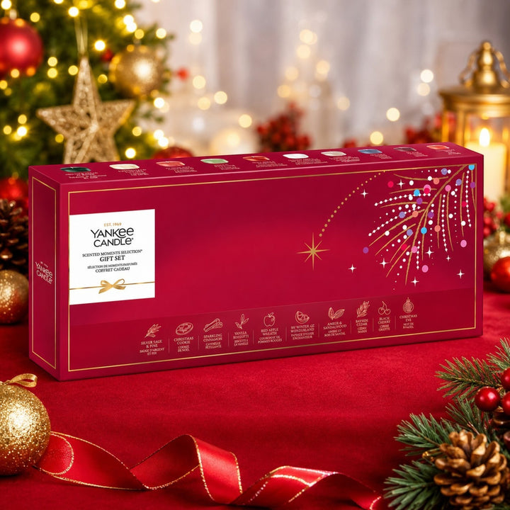 Yankee Candle 10 Tea Lights & 1 Holder Gift Set – 10 Festive Fragrances