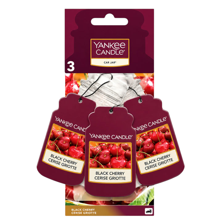 Yankee Candle Car Jar Air Freshener 3 Pack – Black Cherry, Clean Cotton & Midsummer’s Night