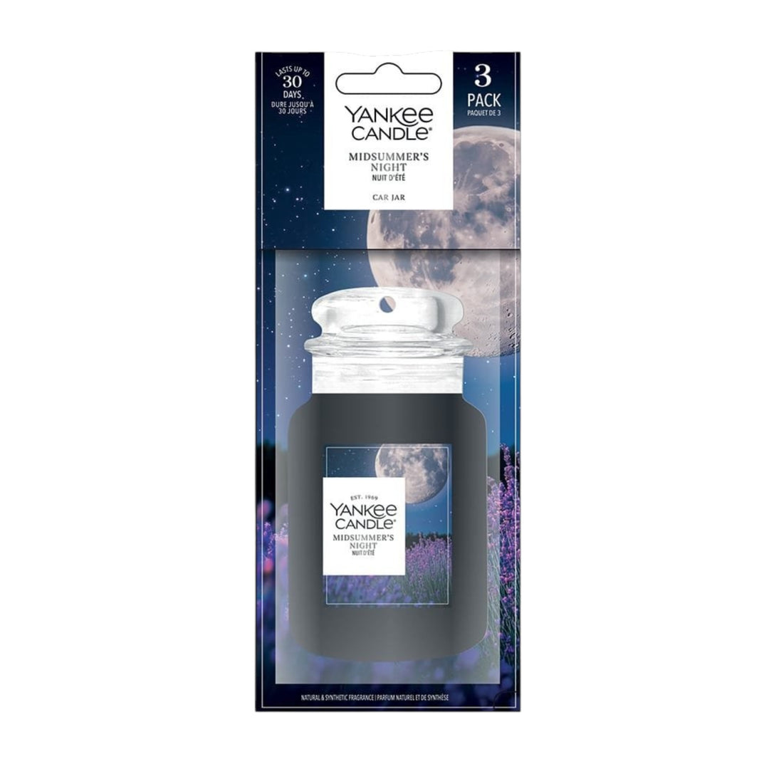 Yankee Candle Car Jar Air Freshener 3 Pack – Black Cherry, Clean Cotton & Midsummer’s Night