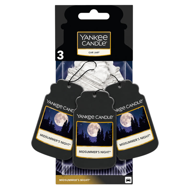 Yankee Candle Car Jar Air Freshener 3 Pack – Black Cherry, Clean Cotton & Midsummer’s Night
